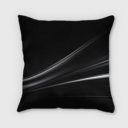 Подушка квадратная Белые полосы на черной абстракции, цвет: 3D-принт
