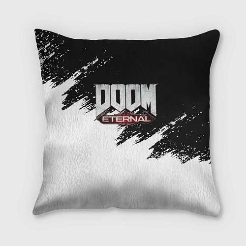 Подушка квадратная Doom eternal белые краски / 3D-принт – фото 1