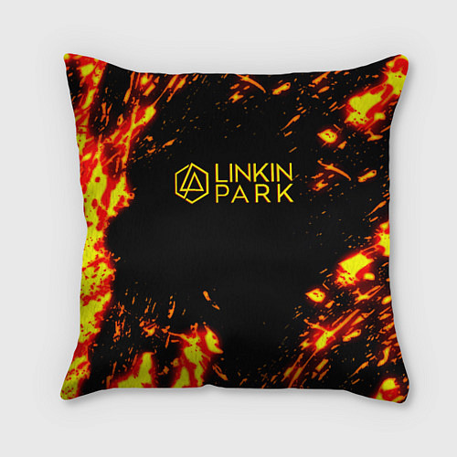 Подушка квадратная Linkin park огненный стиль / 3D-принт – фото 1