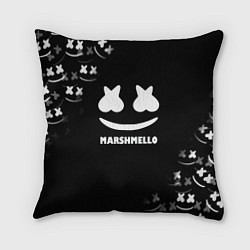 Подушка квадратная Marshmello белое лого, цвет: 3D-принт