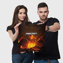 Подушка квадратная Огненный minecraft логотип, цвет: 3D-принт — фото 2