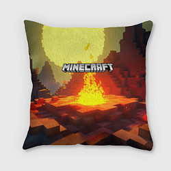 Подушка квадратная Minecraft костер и лого, цвет: 3D-принт