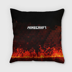 Подушка квадратная Minecraft fire logo, цвет: 3D-принт