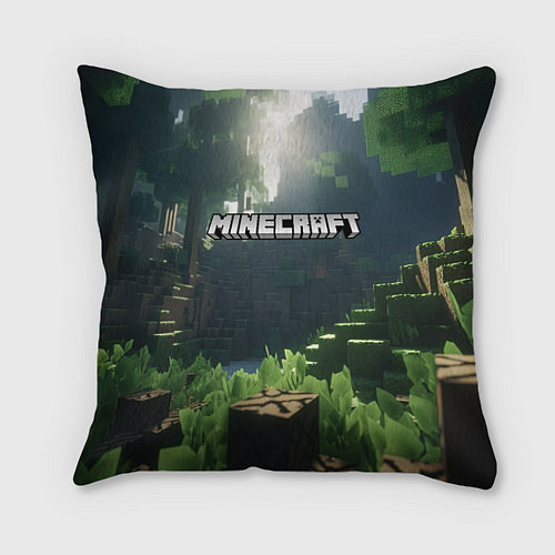 Подушка квадратная Minecraft logo world / 3D-принт – фото 1