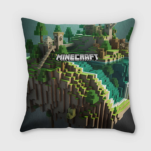 Подушка квадратная Minecraft logo летняя карта / 3D-принт – фото 1