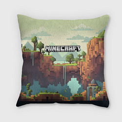 Подушка квадратная Minecraft logo квадратный мир, цвет: 3D-принт