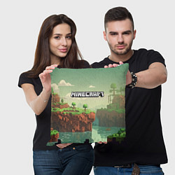 Подушка квадратная Minecraft logo квадратный мир, цвет: 3D-принт — фото 2