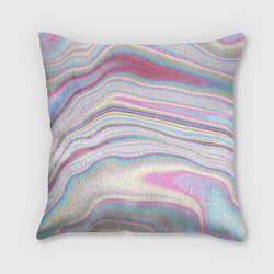 Подушка квадратная Мрамор узор розово-голубой, цвет: 3D-принт