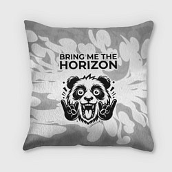 Подушка квадратная Bring Me the Horizon рок панда на светлом фоне, цвет: 3D-принт