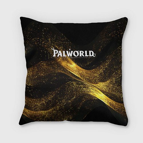 Подушка квадратная Palworld логотип золотая пыльца / 3D-принт – фото 1