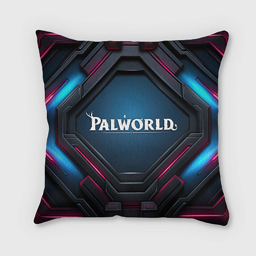 Подушка квадратная Palworld логотип космический стиль / 3D-принт – фото 1