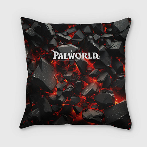 Подушка квадратная Palworld логотип взрыв объемных камней / 3D-принт – фото 1