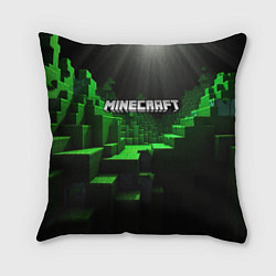 Подушка квадратная Minecraft logo зеленые яркие плитки