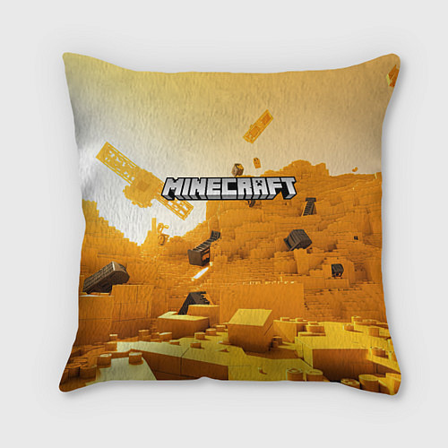 Подушка квадратная Minecraft logo яркий желтый мир / 3D-принт – фото 1