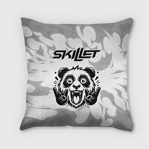 Подушка квадратная Skillet рок панда на светлом фоне / 3D-принт – фото 1