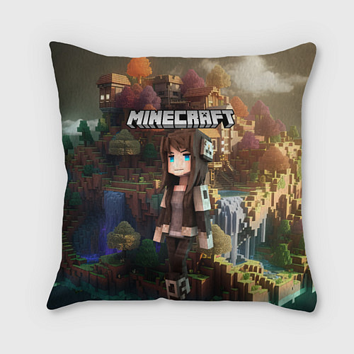 Подушка квадратная Minecraft девушка на острове / 3D-принт – фото 1