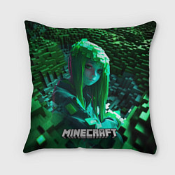Подушка квадратная Minecraft девушка зеленый мир, цвет: 3D-принт