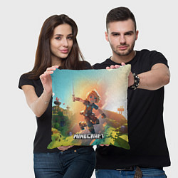 Подушка квадратная Персонаж Minecraft в атаке, цвет: 3D-принт — фото 2