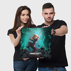 Подушка квадратная Персонаж Minecraft с мечом, цвет: 3D-принт — фото 2