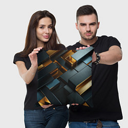 Подушка квадратная Черные и золотые слитки, цвет: 3D-принт — фото 2