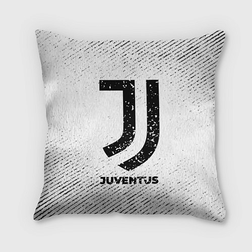 Подушка квадратная Juventus с потертостями на светлом фоне / 3D-принт – фото 1