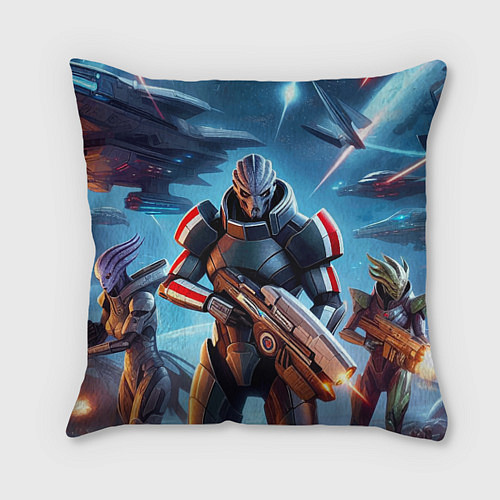 Подушка квадратная Mass Effect - ai art / 3D-принт – фото 1