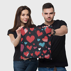 Подушка квадратная Сердечный паттерн, цвет: 3D-принт — фото 2