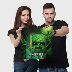 Подушка квадратная Minecraft персонаж большой зеленый монстр, цвет: 3D-принт — фото 2