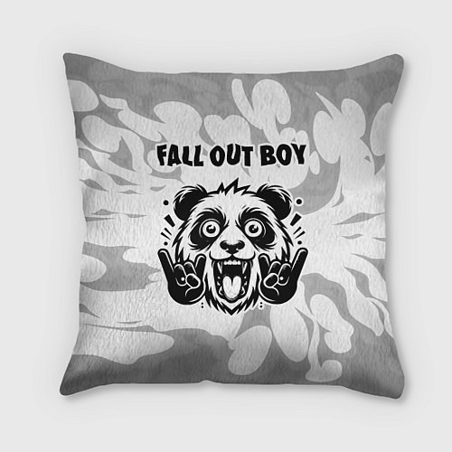 Подушка квадратная Fall Out Boy рок панда на светлом фоне / 3D-принт – фото 1