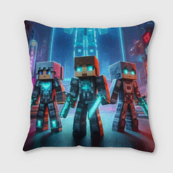 Подушка квадратная Minecraft - ai art neon, цвет: 3D-принт