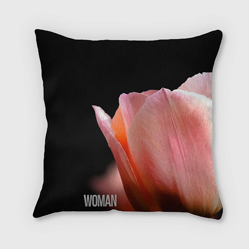 Подушка квадратная Тюльпан на чёрном - woman / 3D-принт – фото 1