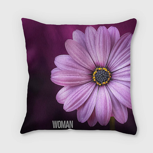 Подушка квадратная Фиолетовый цветок - WOMAN / 3D-принт – фото 1
