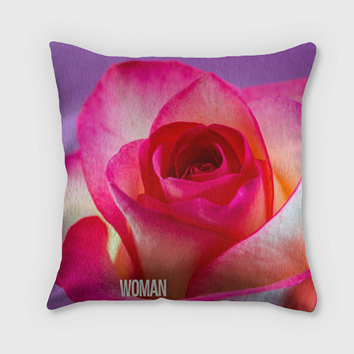 Подушка квадратная Розовая роза - woman / 3D-принт – фото 1