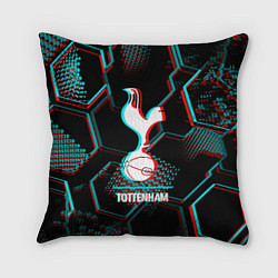 Подушка квадратная Tottenham FC в стиле glitch на темном фоне, цвет: 3D-принт