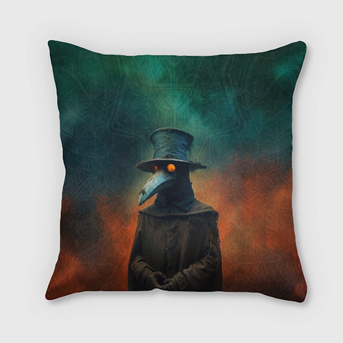 Подушка квадратная Чумной доктор в цилиндре / 3D-принт – фото 1