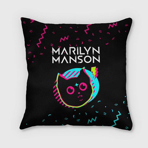 Подушка квадратная Marilyn Manson - rock star cat / 3D-принт – фото 1