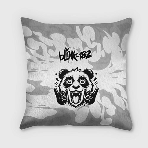 Подушка квадратная Blink 182 рок панда на светлом фоне / 3D-принт – фото 1