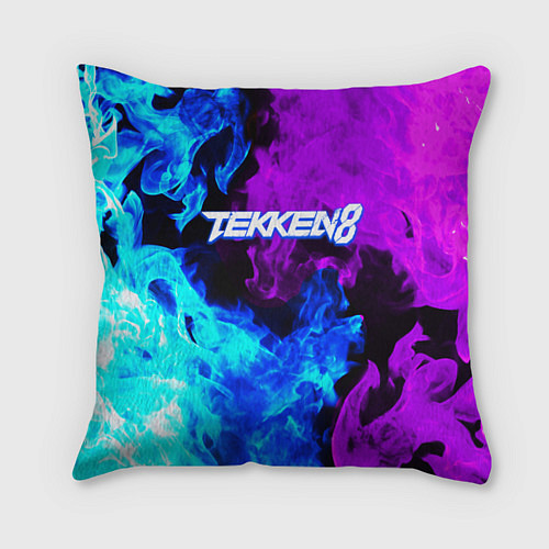 Подушка квадратная Tekken 8 неоновый огонь / 3D-принт – фото 1