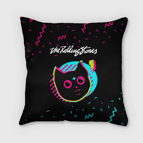 Подушка квадратная Rolling Stones - rock star cat / 3D-принт – фото 1