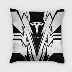 Подушка квадратная Tesla - black and white