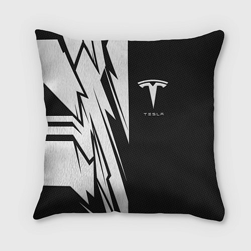 Подушка квадратная Tesla - carbon texture / 3D-принт – фото 1