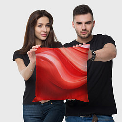 Подушка квадратная Красная волна, цвет: 3D-принт — фото 2