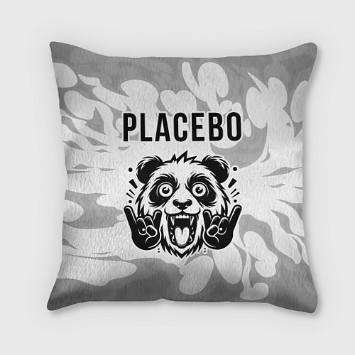 Подушка квадратная Placebo рок панда на светлом фоне / 3D-принт – фото 1