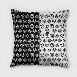 Подушка квадратная Genshin Impact - black and white