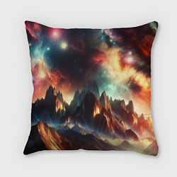 Подушка квадратная Space landscape with mountains