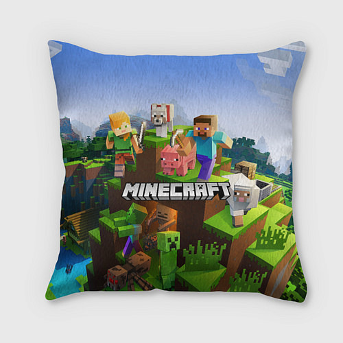 Подушка квадратная Minecraft pixel world / 3D-принт – фото 1