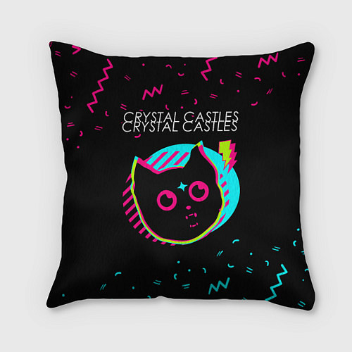 Подушка квадратная Crystal Castles - rock star cat / 3D-принт – фото 1