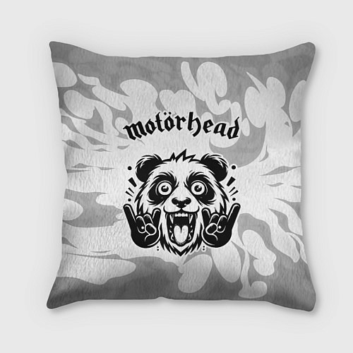 Подушка квадратная Motorhead рок панда на светлом фоне / 3D-принт – фото 1