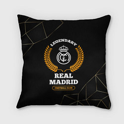 Подушка квадратная Лого Real Madrid и надпись legendary football club