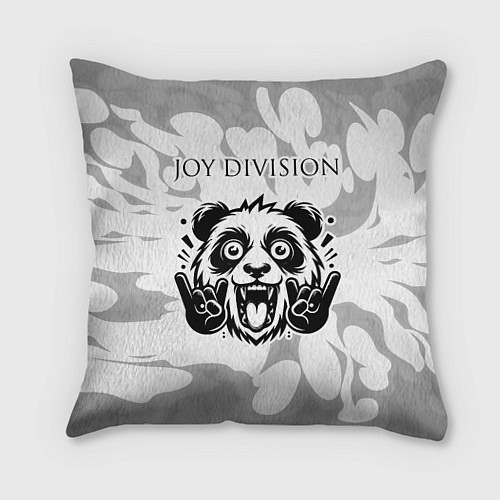 Подушка квадратная Joy Division рок панда на светлом фоне / 3D-принт – фото 1